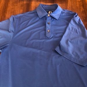 Blue striped Footjoy golf shirt. Large